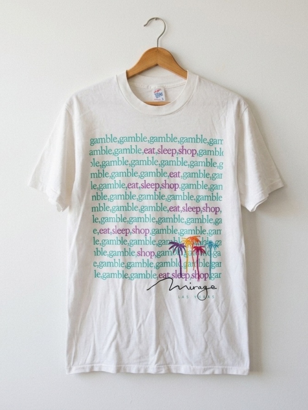 Vintage 90s Mirage Las Vegas Neon Palm Trees Graphic T-Shirt